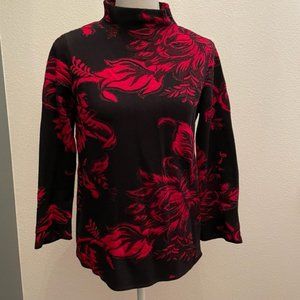 Bold Foral Mock Turtleneck Chicos Sweater